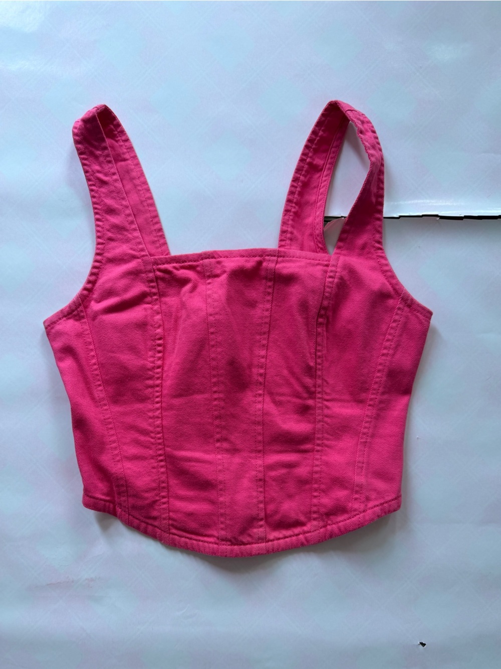 Cotton pink Fuchsia Corset-Style Crop Top size 6